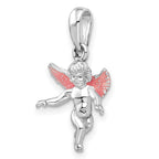 FJC Finejewelers 925 Sterling Silver Rhodium Plated Polished 3D Enameled Angel Charm 23 x 12 mm