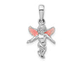 FJC Finejewelers 925 Sterling Silver Rhodium Plated Polished 3D Enameled Angel Charm 23 x 12 mm