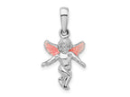 FJC Finejewelers 925 Sterling Silver Rhodium Plated Polished 3D Enameled Angel Charm 23 x 12 mm