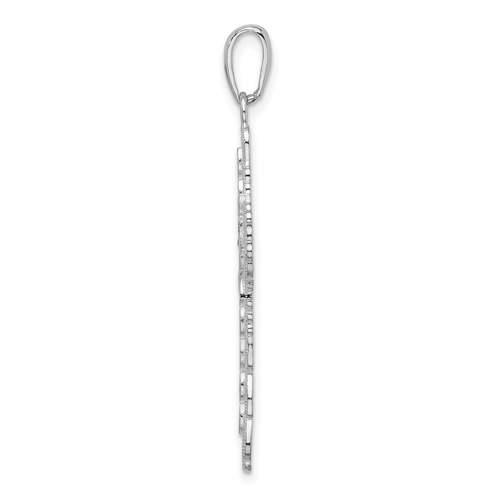 FJC Finejewelers 925 Sterling Silver Rhodium Plated Polished Enameled Filigree Cross Charm 22 mm