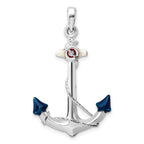 FJC Finejewelers 925 Sterling Silver Rhodium Plated Polished 3D Enameled Anchor Charm 38 x 23 mm