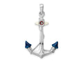 FJC Finejewelers 925 Sterling Silver Rhodium Plated Polished 3D Enameled Anchor Charm 38 x 23 mm