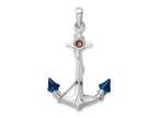 FJC Finejewelers 925 Sterling Silver Rhodium Plated Polished 3D Enameled Anchor Charm 38 x 23 mm