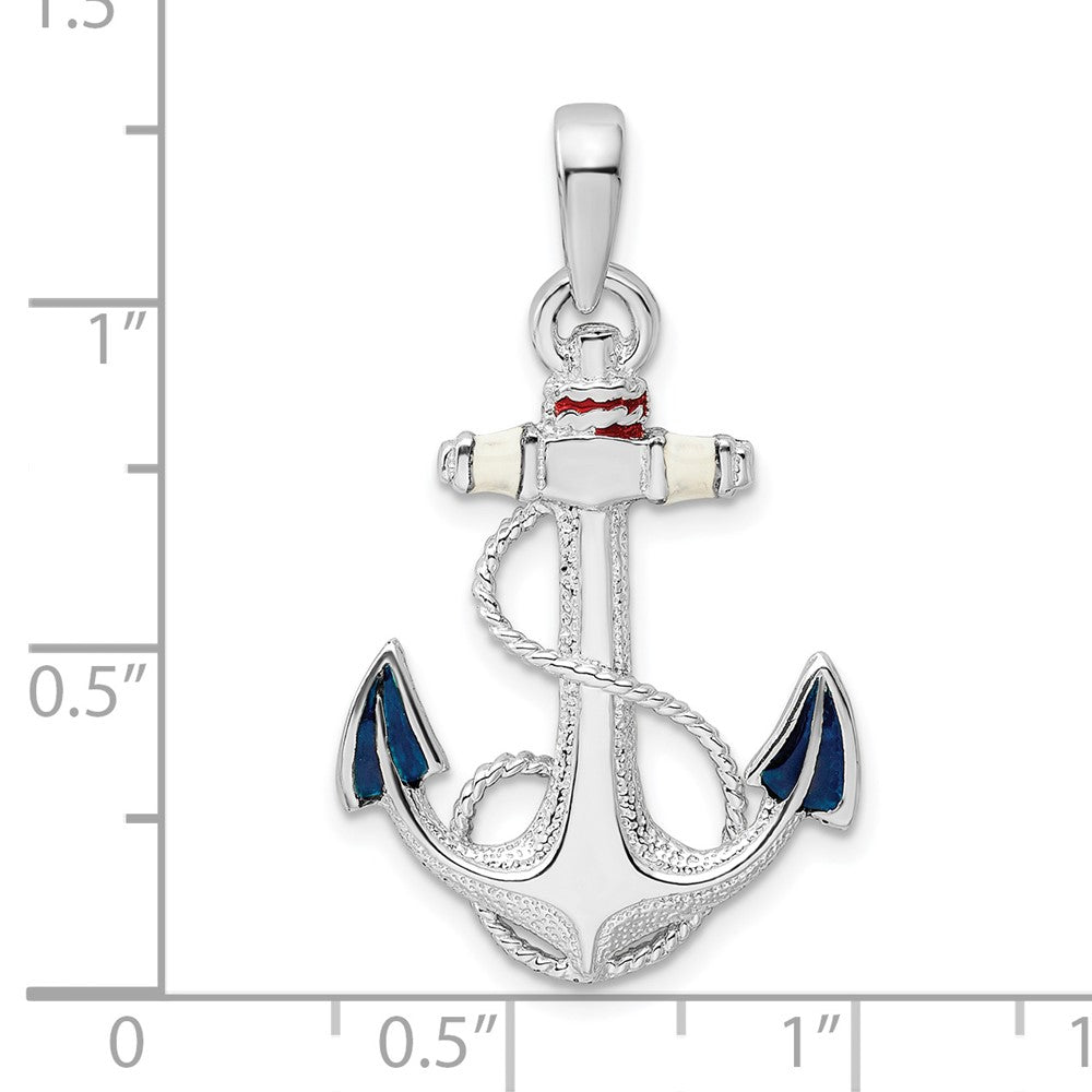 FJC Finejewelers 925 Sterling Silver Rhodium Plated Enameled Anchor with Rope Charm 32 x 18 mm