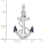 FJC Finejewelers 925 Sterling Silver Rhodium Plated Enameled Anchor with Rope Charm 32 x 18 mm