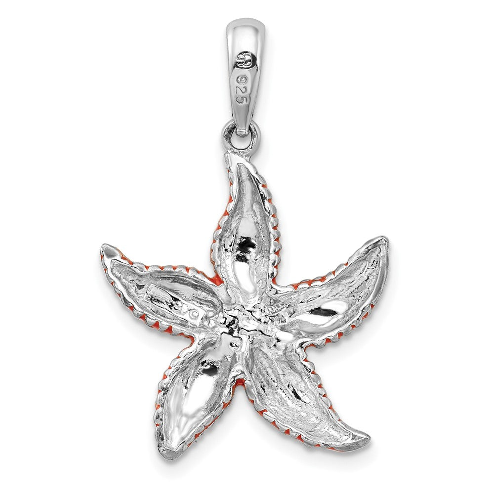FJC Finejewelers 925 Sterling Silver Rhodium Plated Enameled Orange Starfish Charm 29 x 19 mm