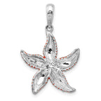FJC Finejewelers 925 Sterling Silver Rhodium Plated Enameled Orange Starfish Charm 29 x 19 mm