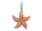 FJC Finejewelers 925 Sterling Silver Rhodium Plated Enameled Orange Starfish Charm 29 x 19 mm