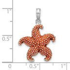 FJC Finejewelers 925 Sterling Silver Rhodium Plated Enameled Orange Starfish Charm 25 x 17 mm