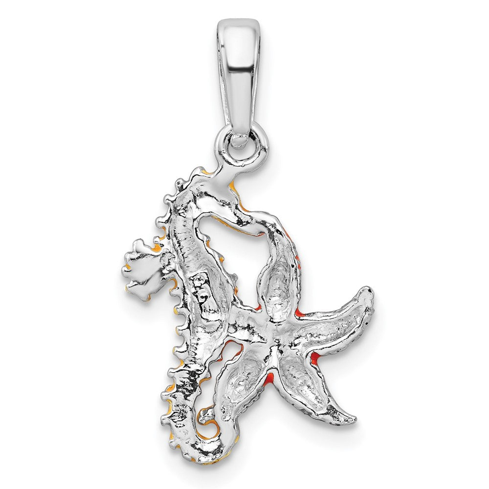 FJC Finejewelers 925 Sterling Silver Rhodium Plated Enameled Starfish/Seahorse Charm 24 x 13 mm