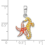 FJC Finejewelers 925 Sterling Silver Rhodium Plated Enameled Starfish/Seahorse Charm 24 x 13 mm