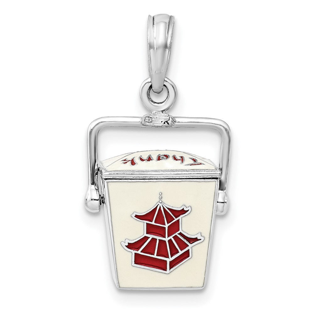 FJC Finejewelers 925 Sterling Silver 3D Moveable Enamel Chinese Takeout Charm 22 x 12 mm