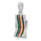 FJC Finejewelers 925 Sterling Silver Rhodium Plated 3D Moveable Enamel Beach Chair Charm 24 x 8 mm