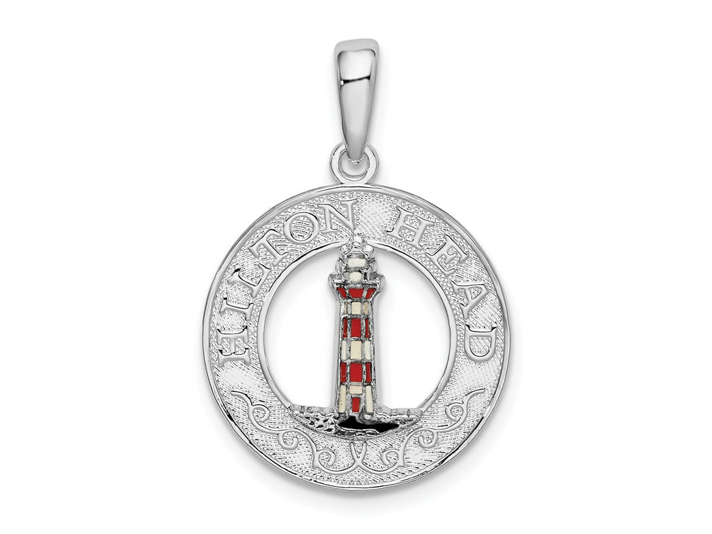 FJC Finejewelers 925 Sterling Silver Polished Enamel Hilton Head with Lighthouse Charm 26 x 18 mm