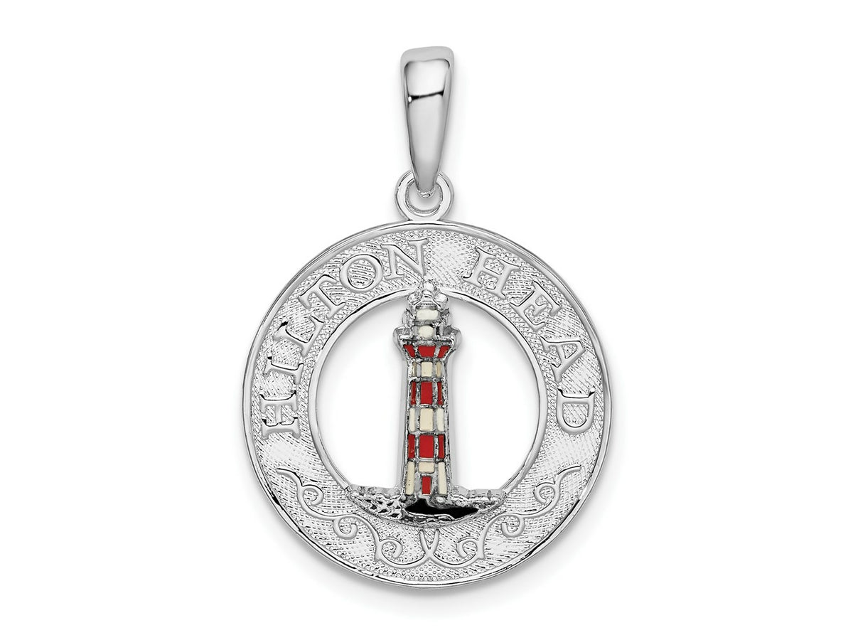 FJC Finejewelers 925 Sterling Silver Polished Enamel Hilton Head with Lighthouse Charm 26 x 18 mm