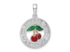 FJC Finejewelers 925 Sterling Silver Rhodium Plated Enamel Traverse City MI with Cherry Charm 26 x 18 mm