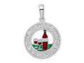 FJC Finejewelers 925 Sterling Silver Rhodium Plated Enamel Traverse CityMI with Wine Charm 26 x 18 mm