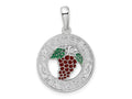 FJC Finejewelers 925 Sterling Silver Rhodium Plated Enamel Traverse City Mi with Grapes Charm 26 x 18 mm