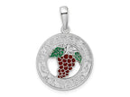 FJC Finejewelers 925 Sterling Silver Rhodium Plated Enamel Traverse City Mi with Grapes Charm 26 x 18 mm