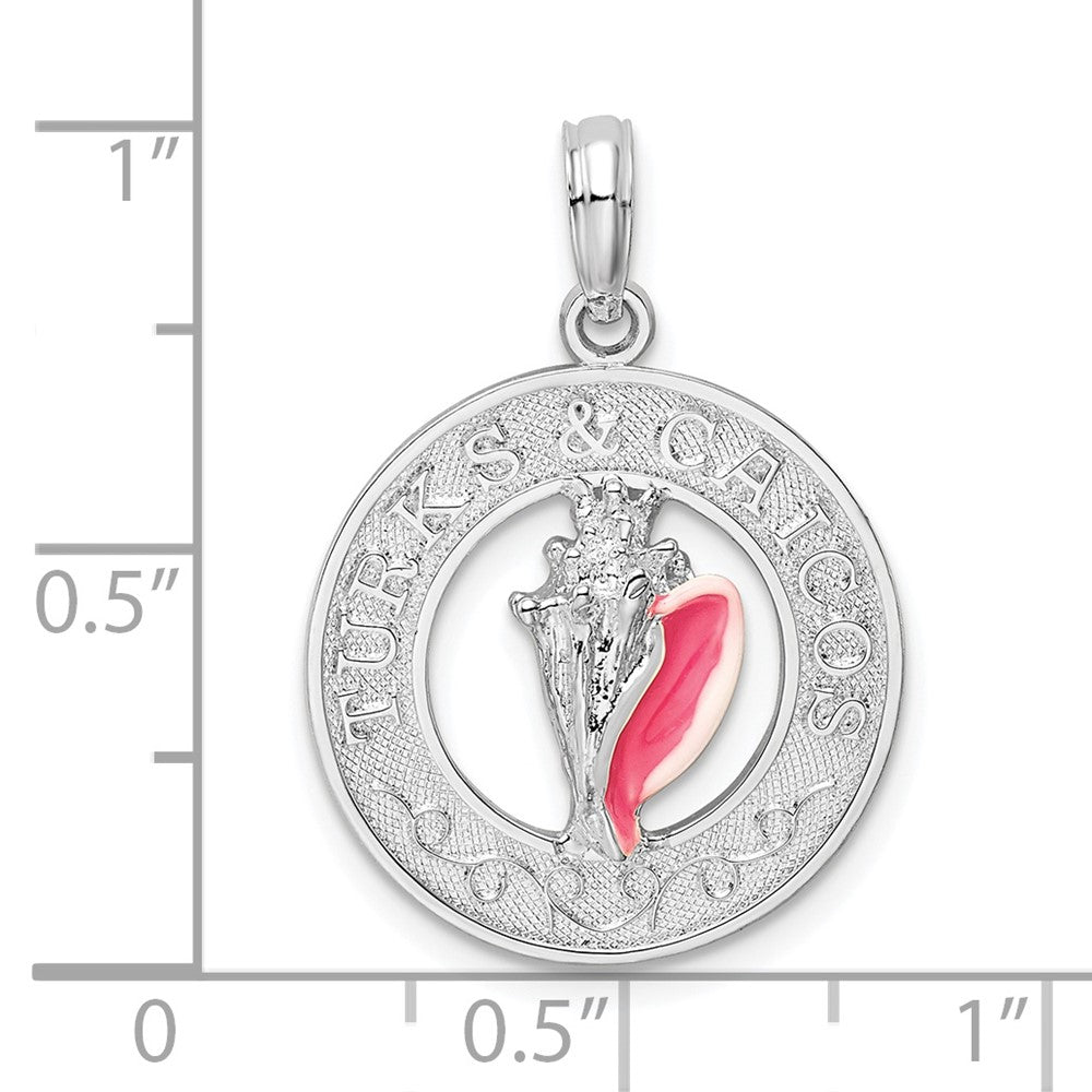FJC Finejewelers 925 Sterling Silver Rhodium Plated Enameled Turks Caicos with Shell Charm 25 x 18 mm