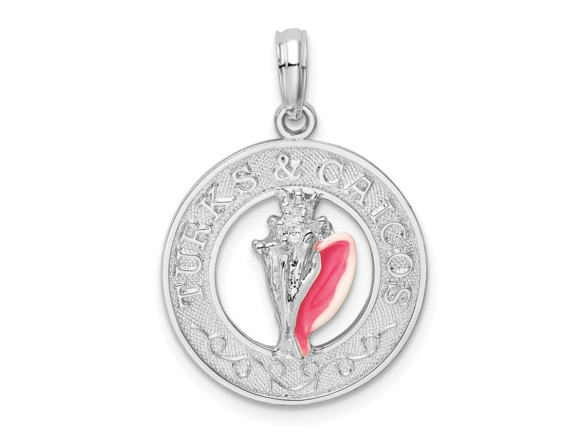 FJC Finejewelers 925 Sterling Silver Rhodium Plated Enameled Turks Caicos with Shell Charm 25 x 18 mm