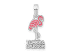 FJC Finejewelers 925 Sterling Silver Rhodium Plated Enamel Turks Caicos with Flamingo Charm 22 x 8 mm