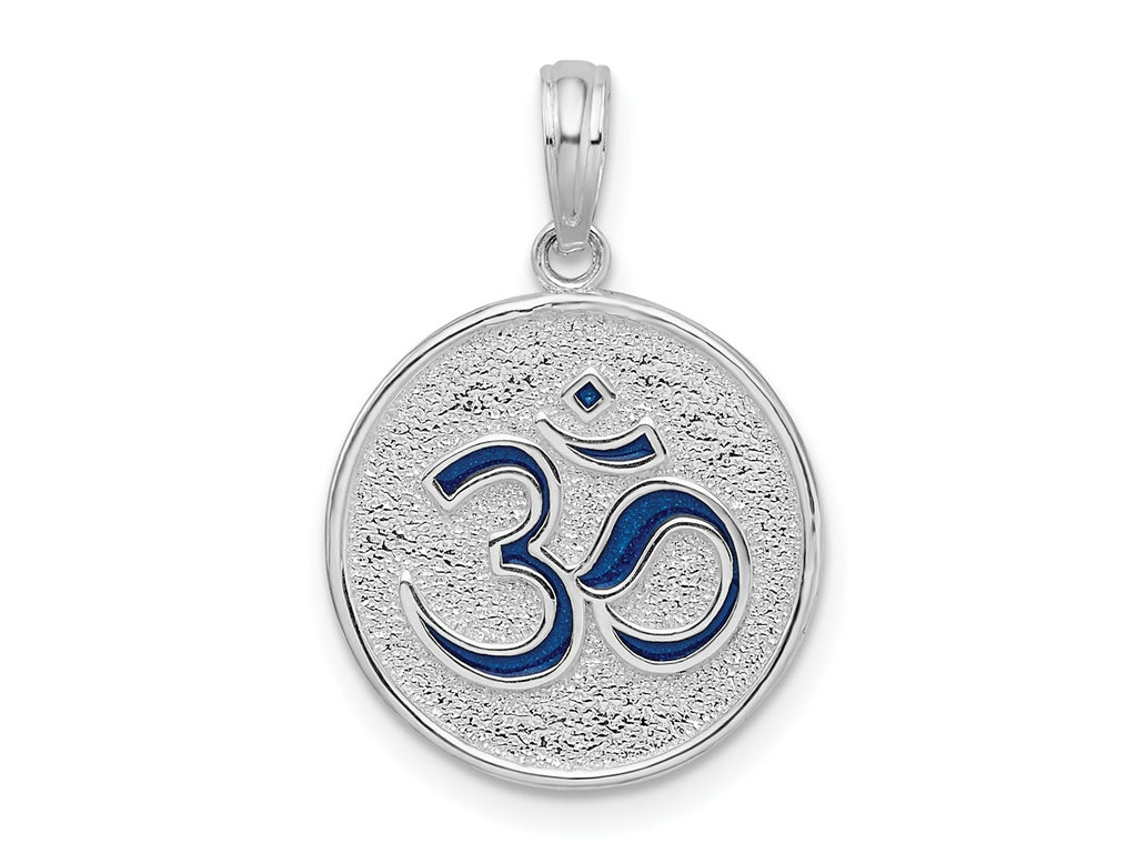 FJC Finejewelers 925 Sterling Silver Rhodium Plated Reversible Enameled Ohm/Lotus Charm 22 x 15 mm