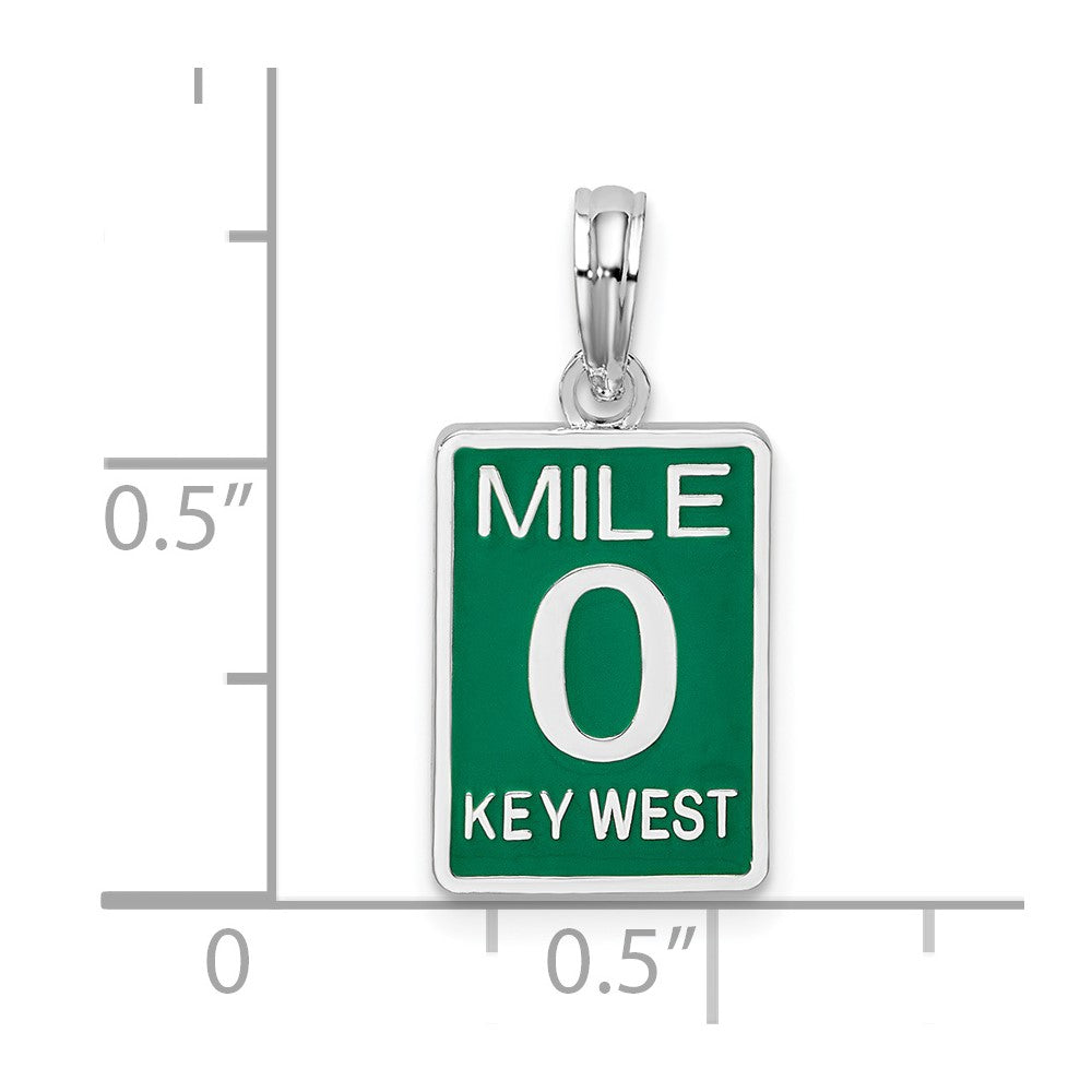 FJC Finejewelers 925 Sterling Silver Rhodium Plated Enameled Small Key West Mile 0 Charm 20 x 9 mm