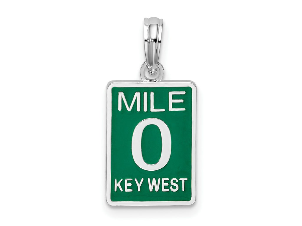 FJC Finejewelers 925 Sterling Silver Rhodium Plated Enameled Small Key West Mile 0 Charm 20 x 9 mm