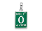 FJC Finejewelers 925 Sterling Silver Rhodium Plated Enameled Small Key West Mile 0 Charm 20 x 9 mm
