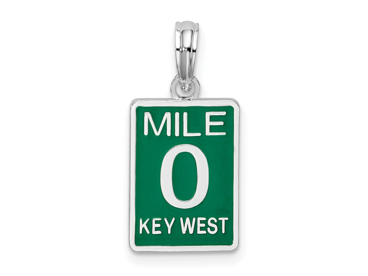 FJC Finejewelers 925 Sterling Silver Rhodium Plated Enameled Small Key West Mile 0 Charm 20 x 9 mm