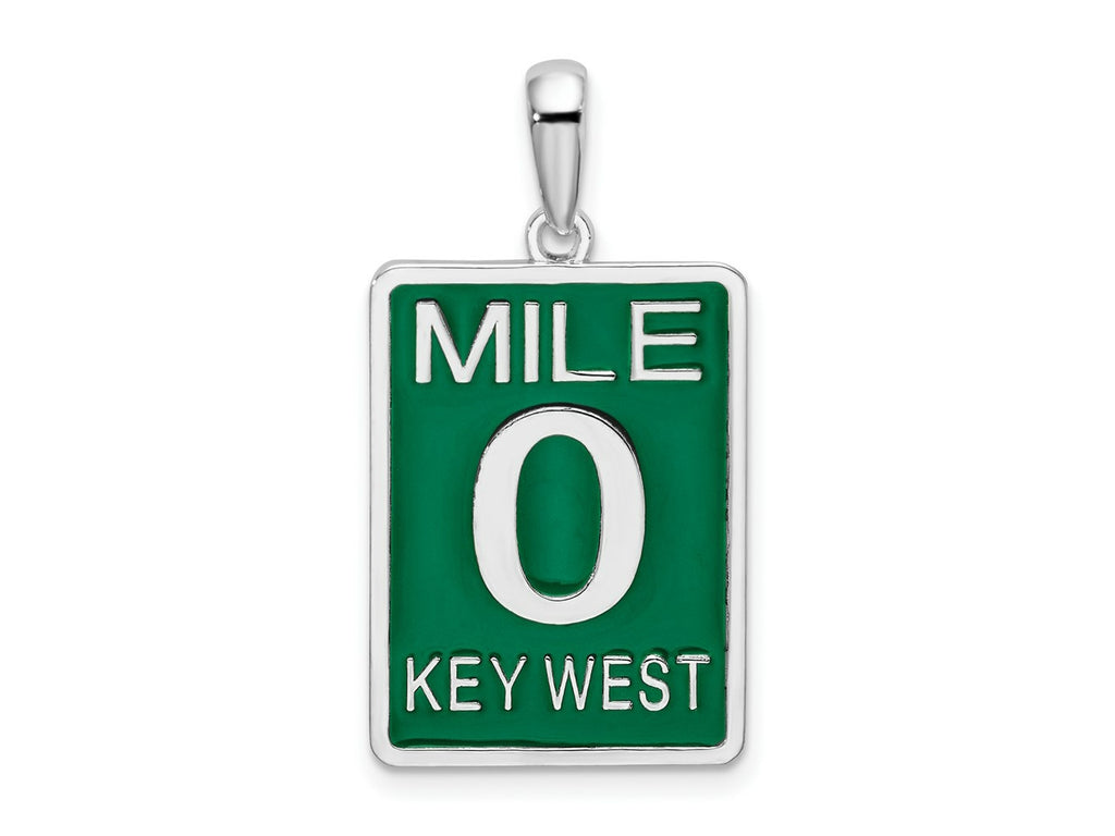 FJC Finejewelers 925 Sterling Silver Rhodium Plated Enameled Large Key West Mile 0 Charm 29 x 15 mm