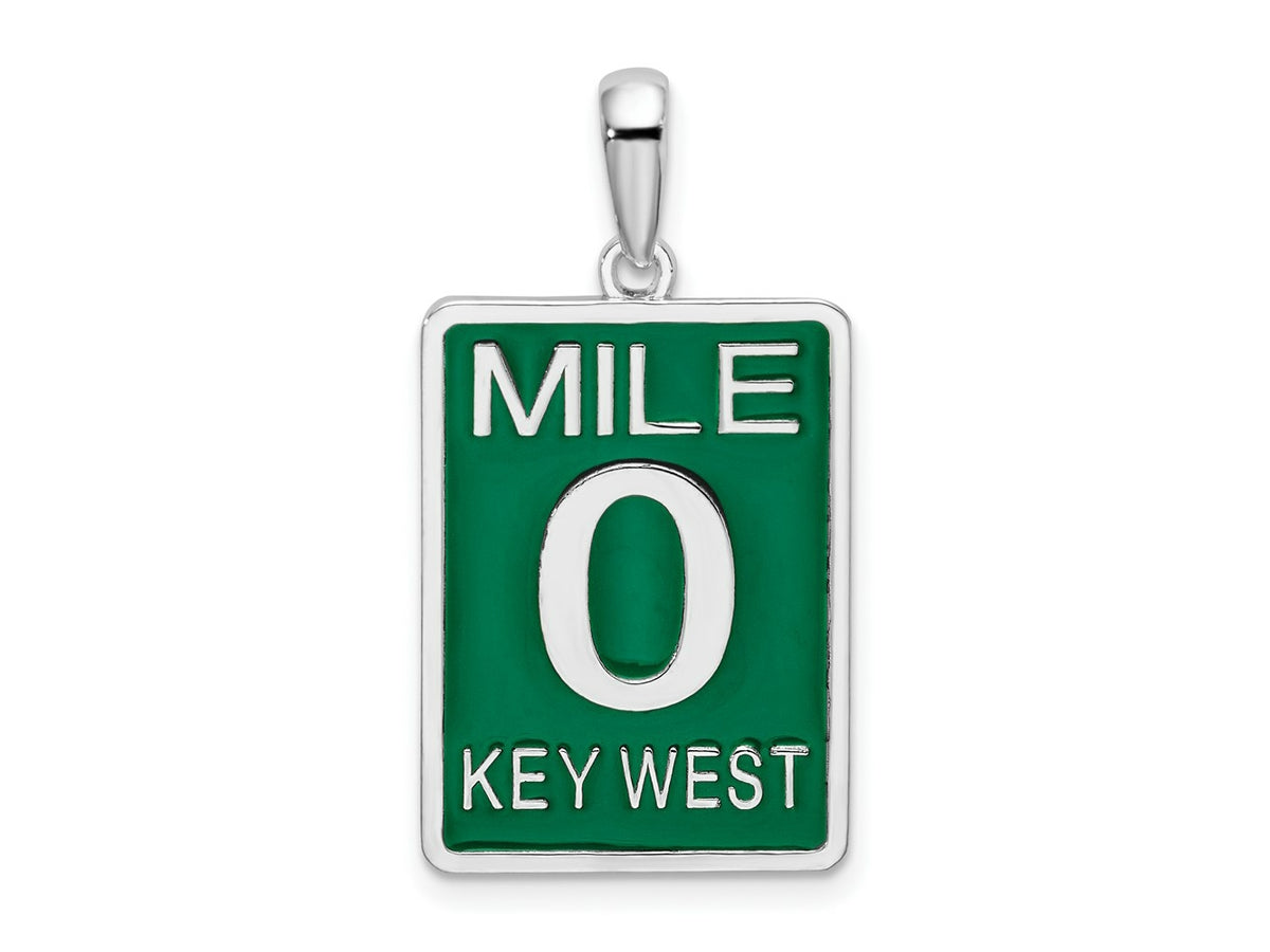 FJC Finejewelers 925 Sterling Silver Rhodium Plated Enameled Large Key West Mile 0 Charm 29 x 15 mm