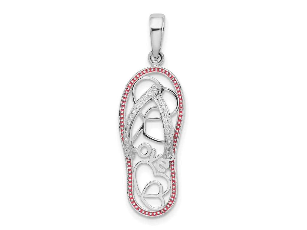 FJC Finejewelers 925 Sterling Silver Rhodium Plated Enameled LOVE Flip-flop Charm 33 x 10 mm