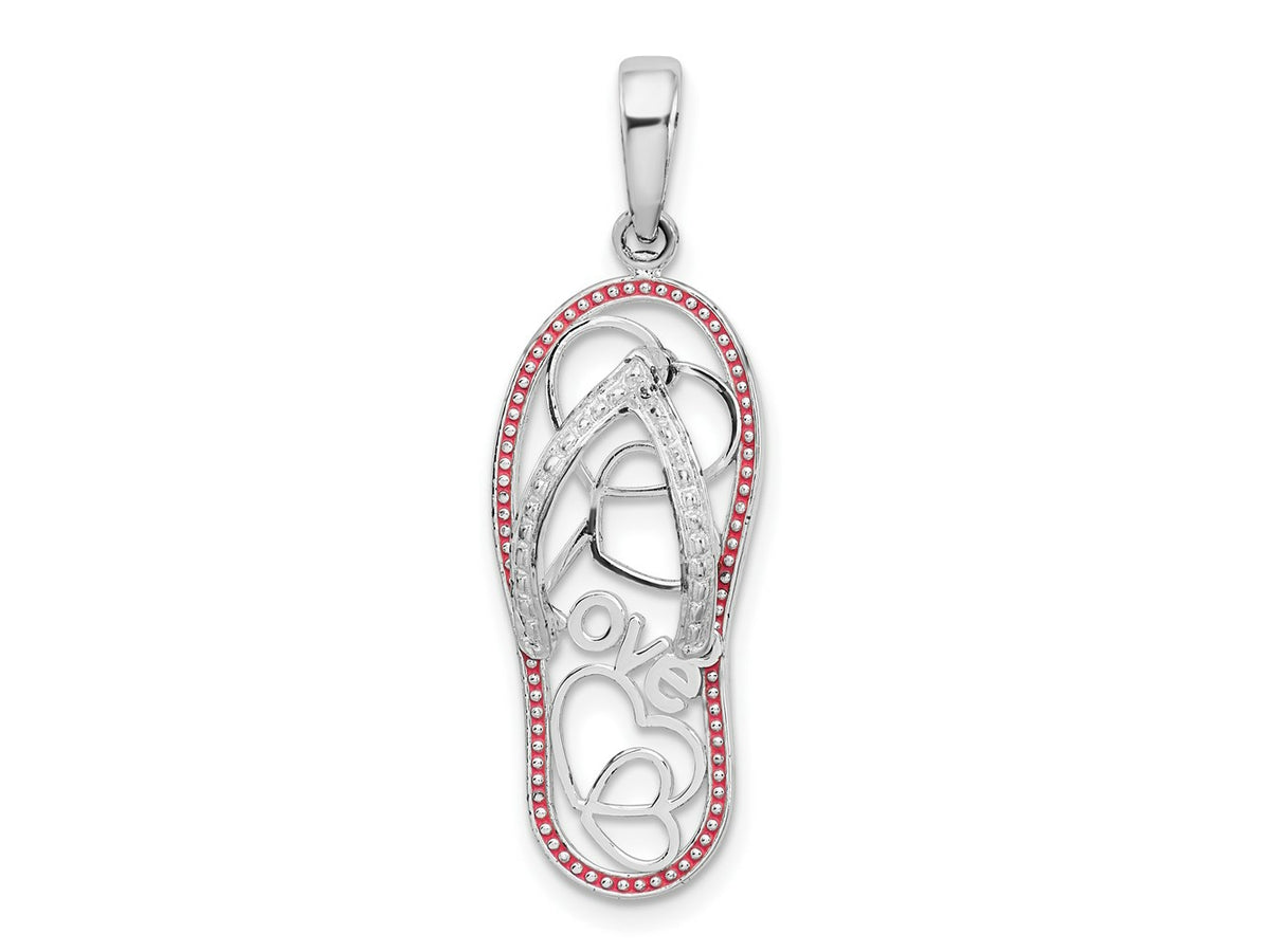 FJC Finejewelers 925 Sterling Silver Rhodium Plated Enameled LOVE Flip-flop Charm 33 x 10 mm