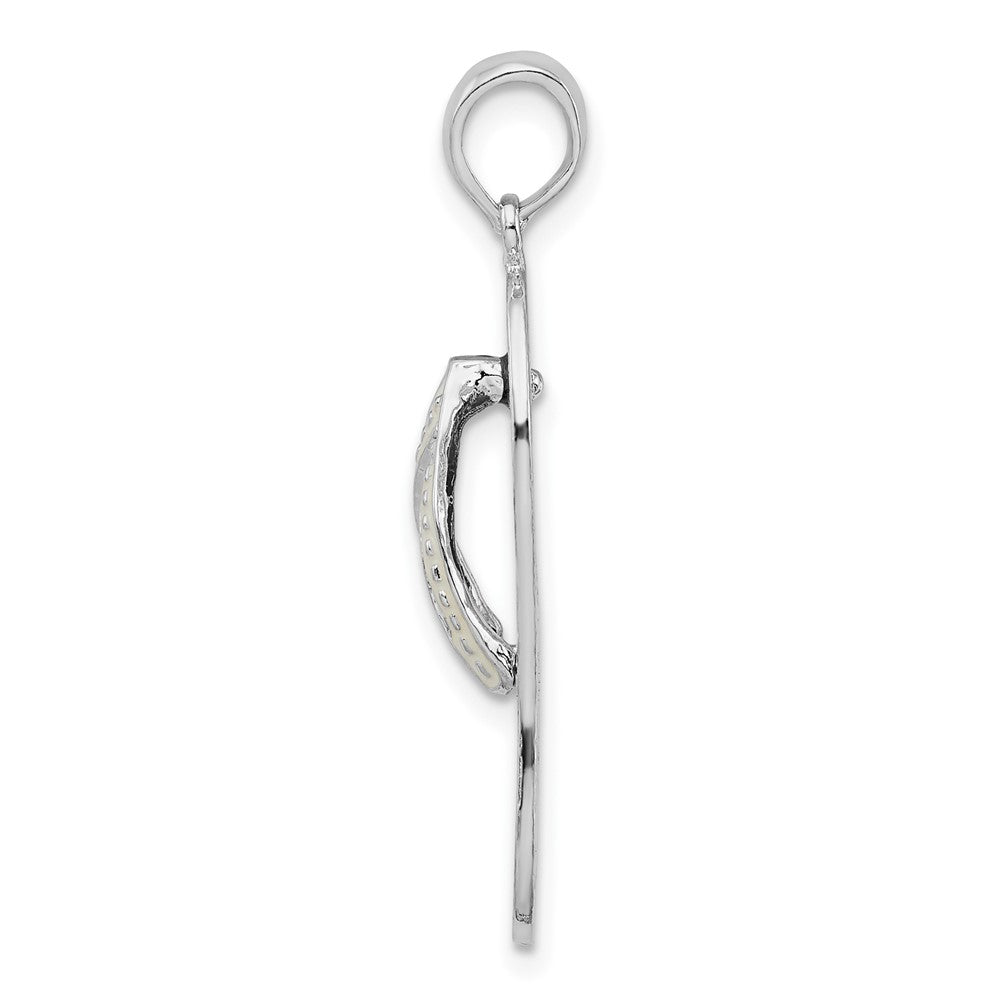 FJC Finejewelers 925 Sterling Silver Rhodium Plated Enamel Hibiscus Flower Flip-flop Charm 32 x 10 mm