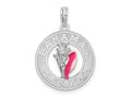 FJC Finejewelers 925 Sterling Silver Rhodium Plated Enamel Bahamas Circle with Shell Charm 25 x 17 mm