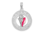 FJC Finejewelers 925 Sterling Silver Rhodium Plated Enamel Bahamas Circle with Shell Charm 25 x 17 mm