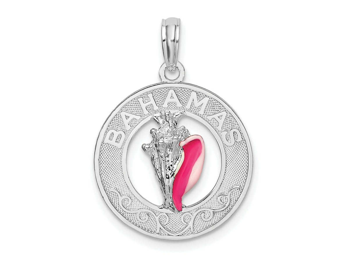 FJC Finejewelers 925 Sterling Silver Rhodium Plated Enamel Bahamas Circle with Shell Charm 25 x 17 mm