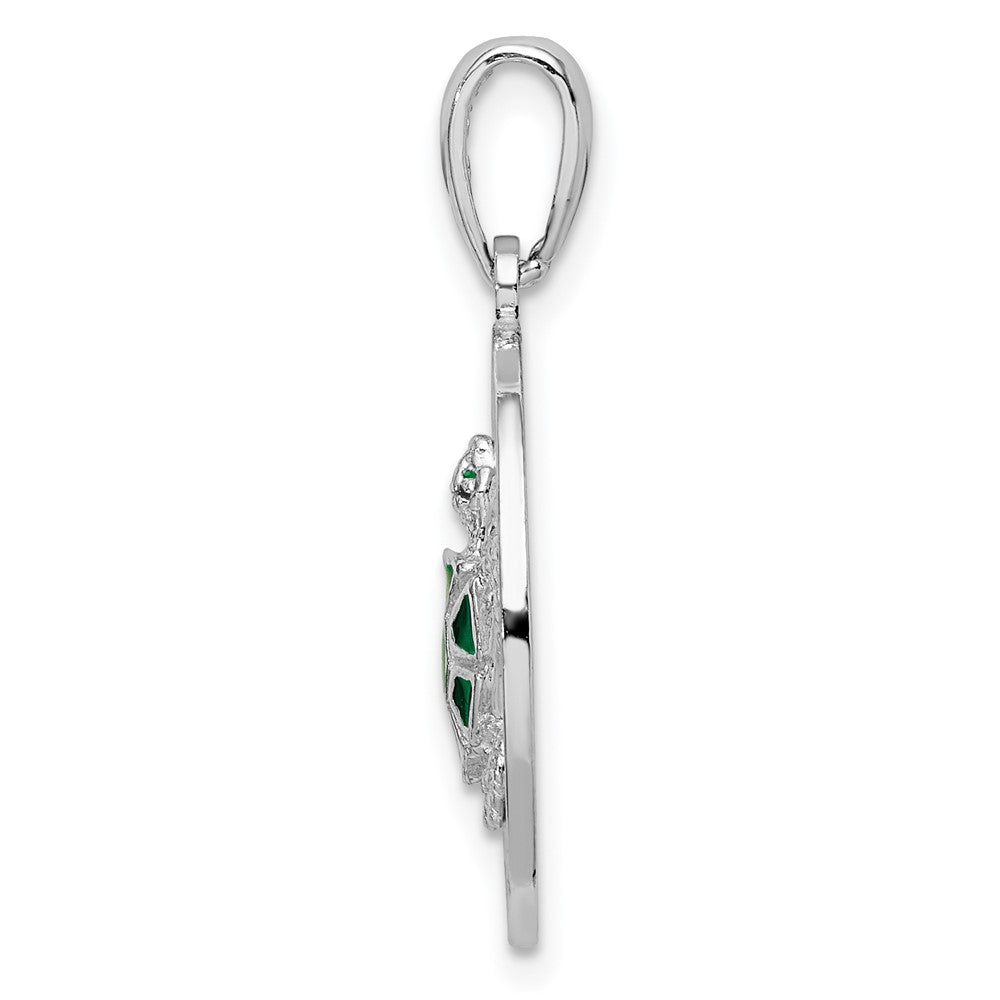 FJC Finejewelers 925 Sterling Silver Rhodium Plated Enamel Bahamas Circle with Turtle Charm 26 x 17 mm