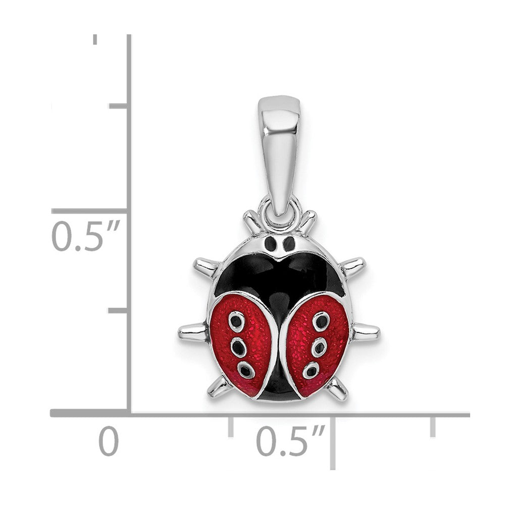 FJC Finejewelers 925 Sterling Silver Rhodium Plated Polished 3D Enameled Ladybug Charm