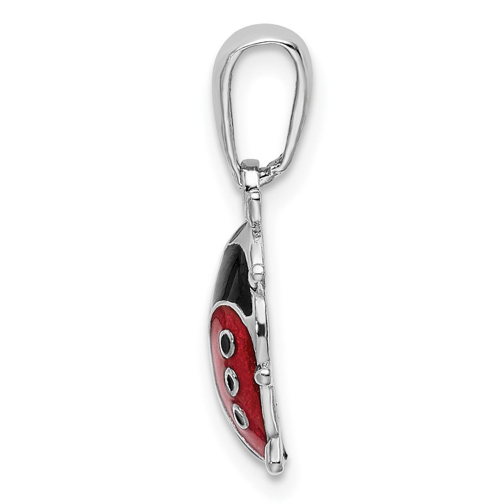 FJC Finejewelers 925 Sterling Silver Rhodium Plated Polished 3D Enameled Ladybug Charm