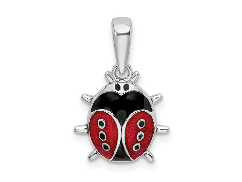 FJC Finejewelers 925 Sterling Silver Rhodium Plated Polished 3D Enameled Ladybug Charm