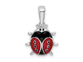 FJC Finejewelers 925 Sterling Silver Rhodium Plated Polished 3D Enameled Ladybug Charm