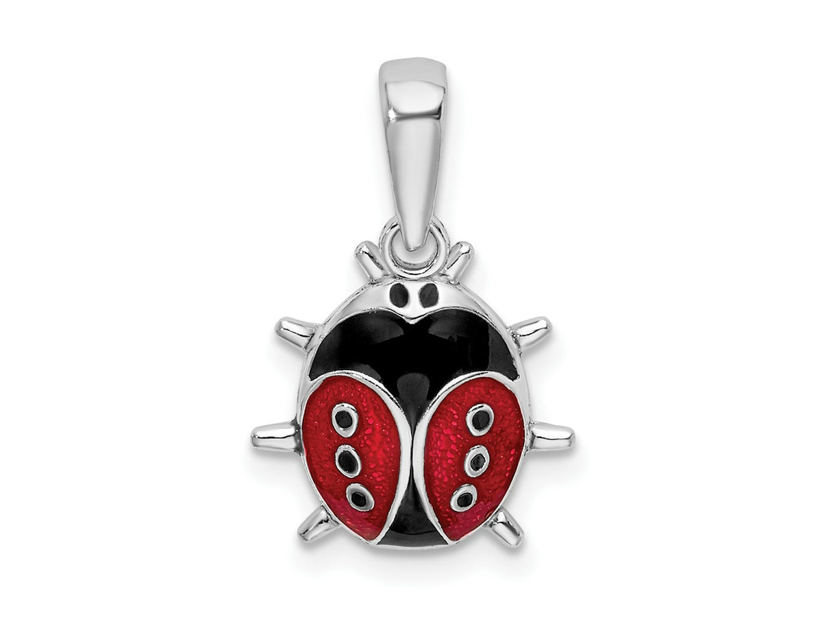 FJC Finejewelers 925 Sterling Silver Rhodium Plated Polished 3D Enameled Ladybug Charm