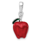 FJC Finejewelers 925 Sterling Silver Rhodium Plated Polished 3D Enameled Apple Charm 24 x 10 mm