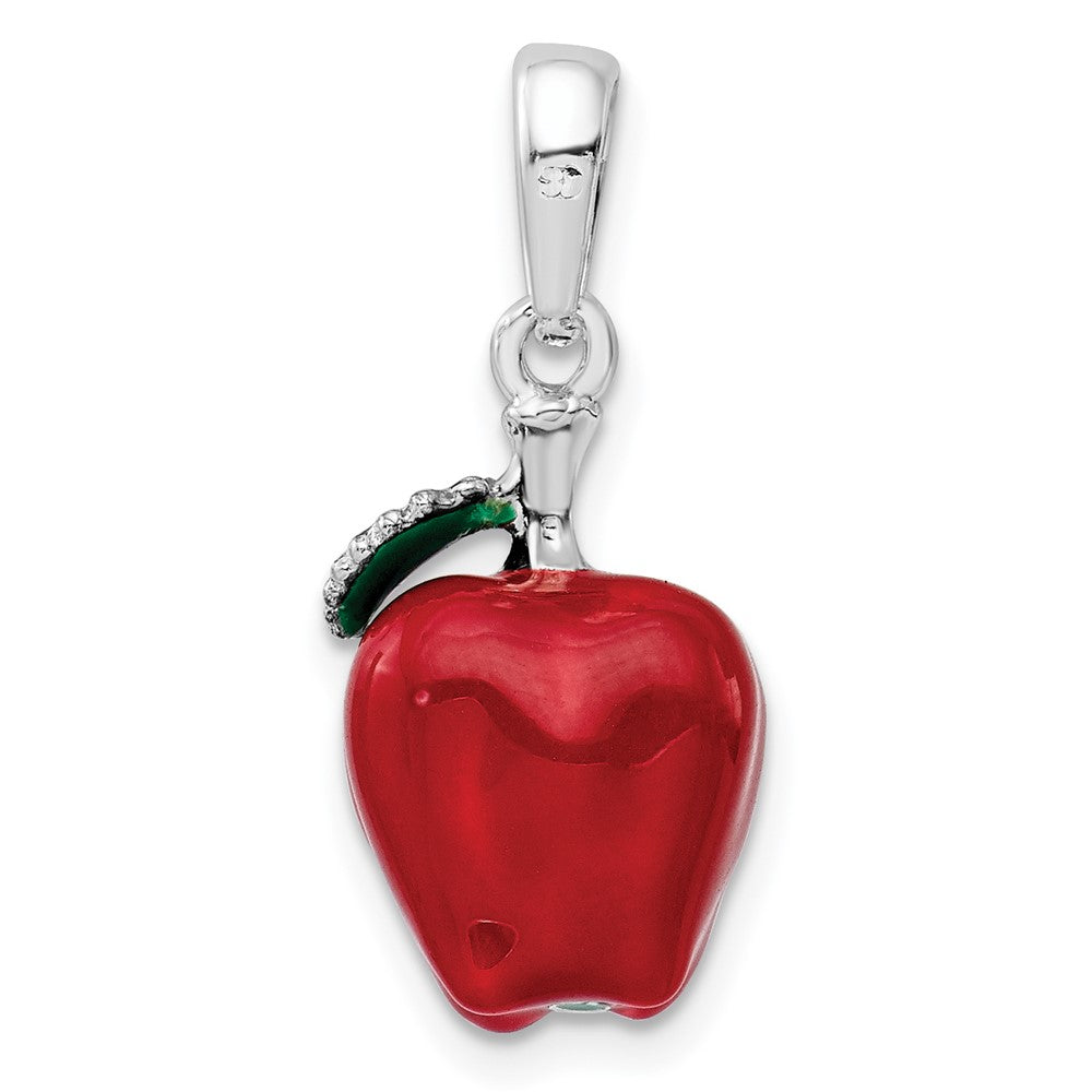 FJC Finejewelers 925 Sterling Silver Rhodium Plated Polished 3D Enameled Apple Charm 24 x 10 mm
