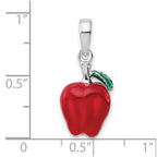 FJC Finejewelers 925 Sterling Silver Rhodium Plated Polished 3D Enameled Apple Charm 24 x 10 mm