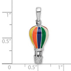FJC Finejewelers 925 Sterling Silver Rhodium Plated 3D Enameled Hot Air Balloon Charm 10 mm