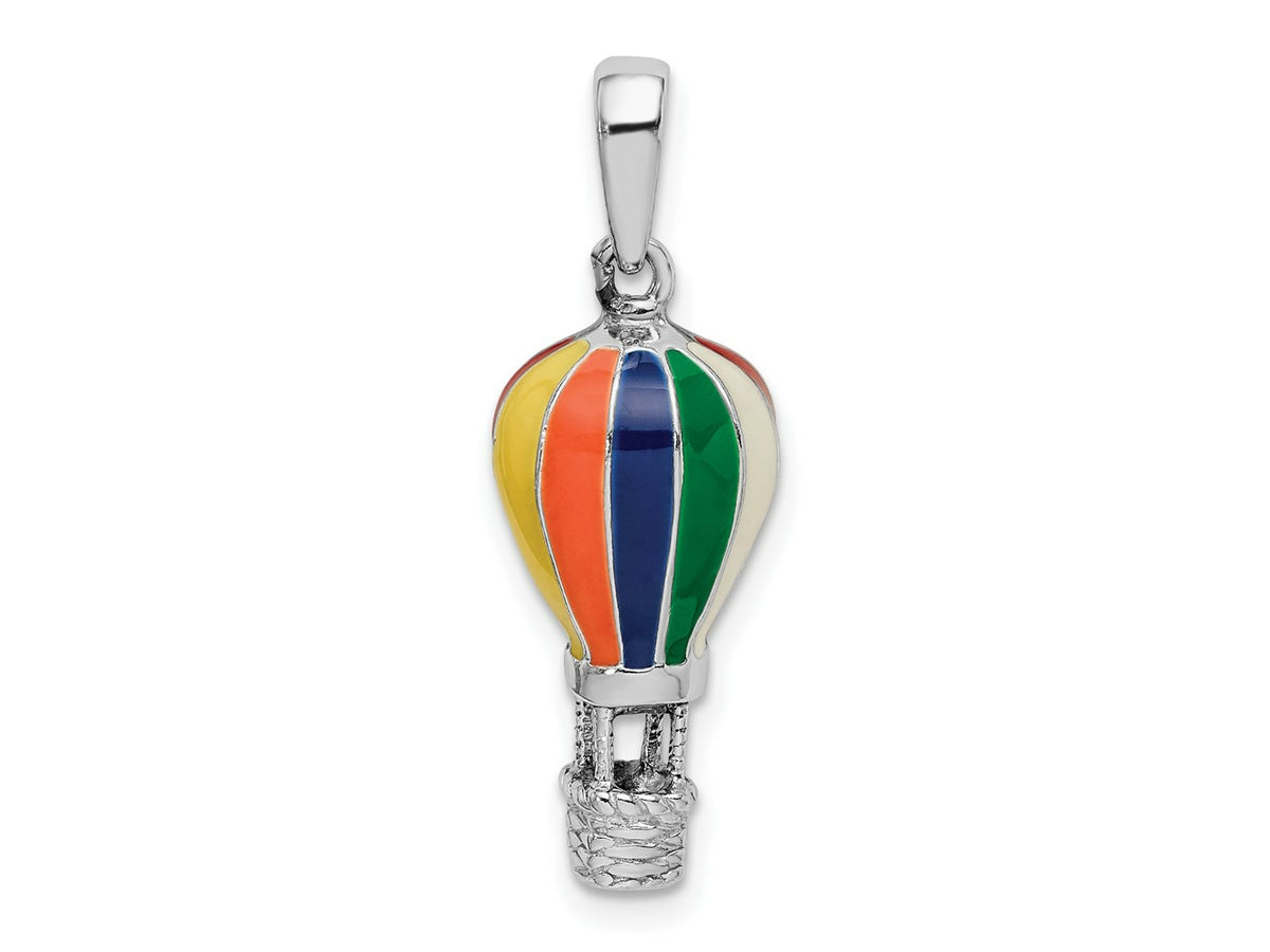 FJC Finejewelers 925 Sterling Silver Rhodium Plated 3D Enameled Hot Air Balloon Charm 10 mm